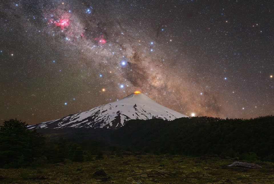 Southern Cross over Chilean Volcano   